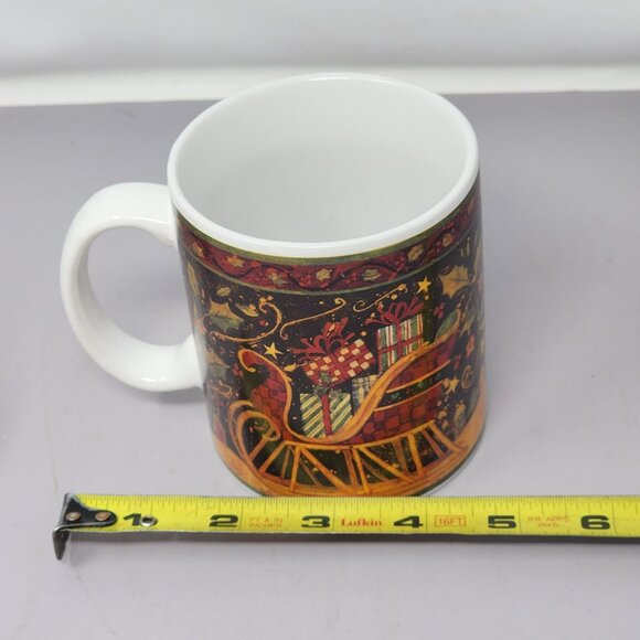 Set Of 2 Susan Winget Certified International Holiday Mugs With Snowman & Sleigh - Picture 10 of 11